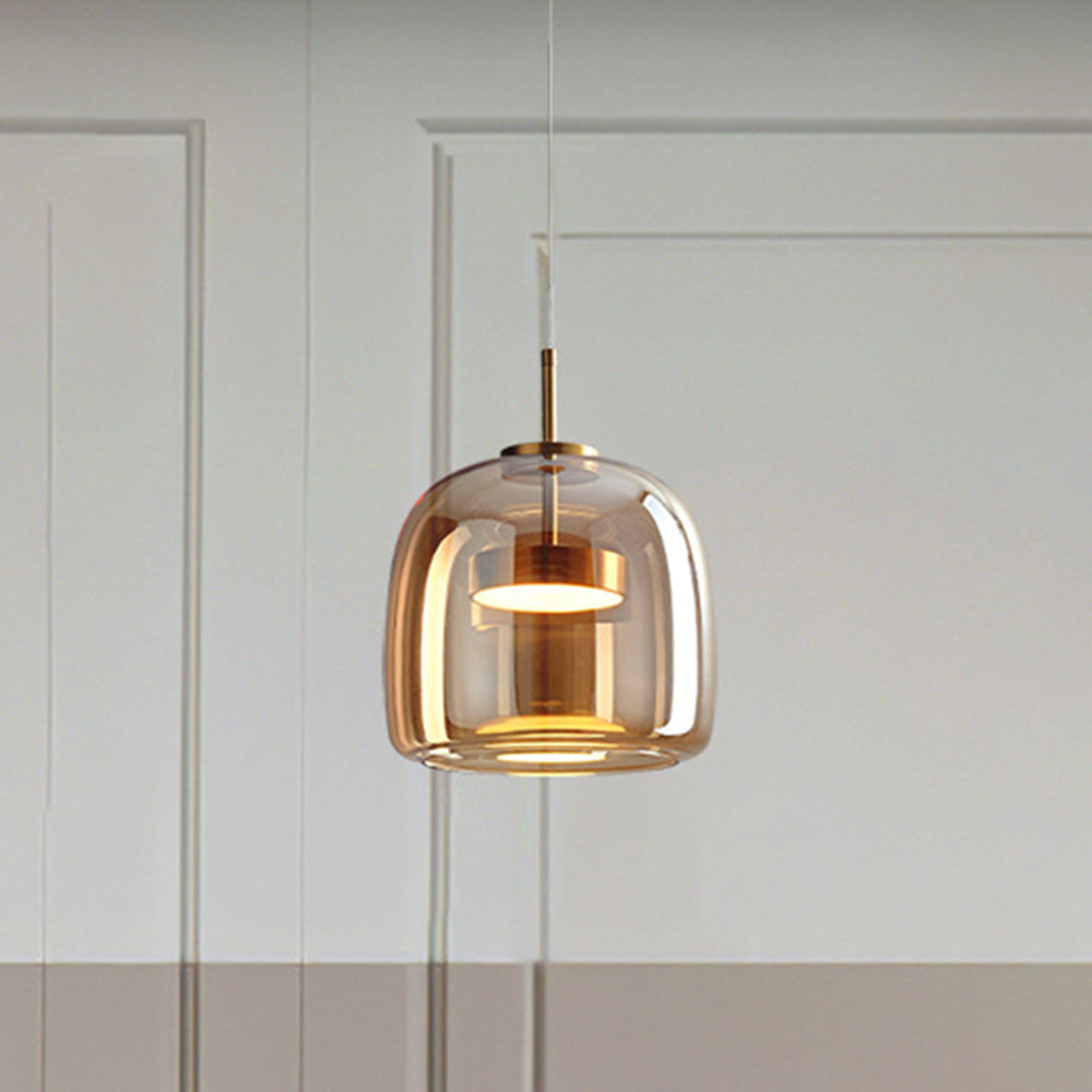 Modern Glass Pendant Light with Brass Details – view 5 | BROKLEN