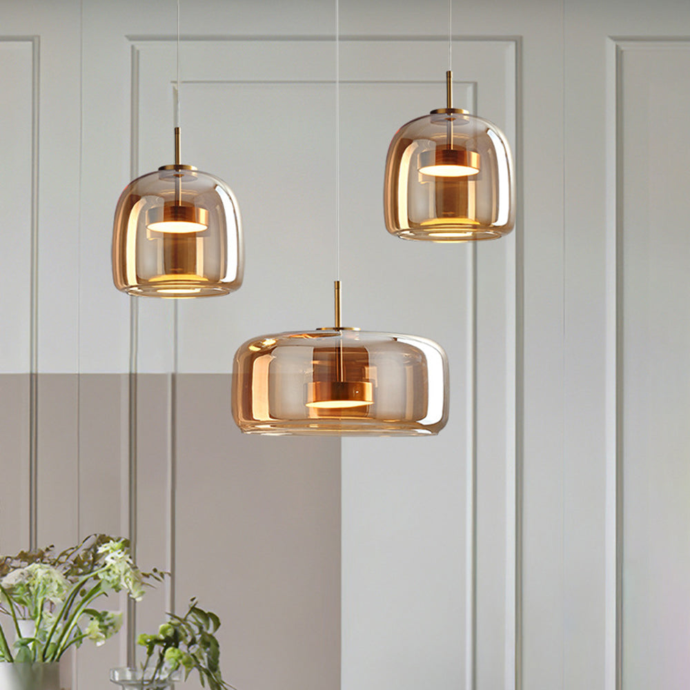 Modern Glass Pendant Light with Brass Details – view 4 | BROKLEN