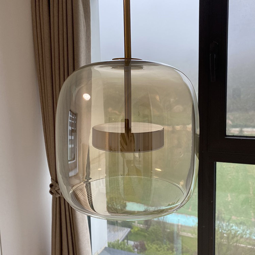Modern Glass Pendant Light with Brass Details – view 6 | BROKLEN