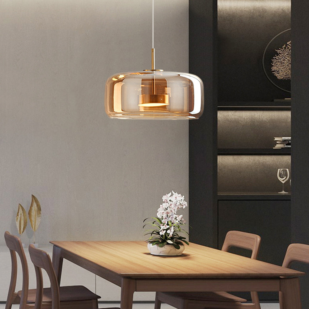 Modern Glass Pendant Light with Brass Details – view 2 | BROKLEN