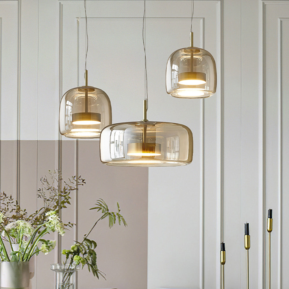 Modern Glass Pendant Light with Brass Details – view 3 | BROKLEN