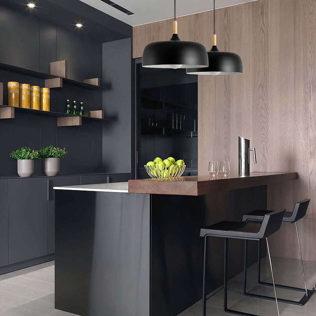 Nordic Metal Pendant Light with Wood Detail – view 14 | BROKLEN
