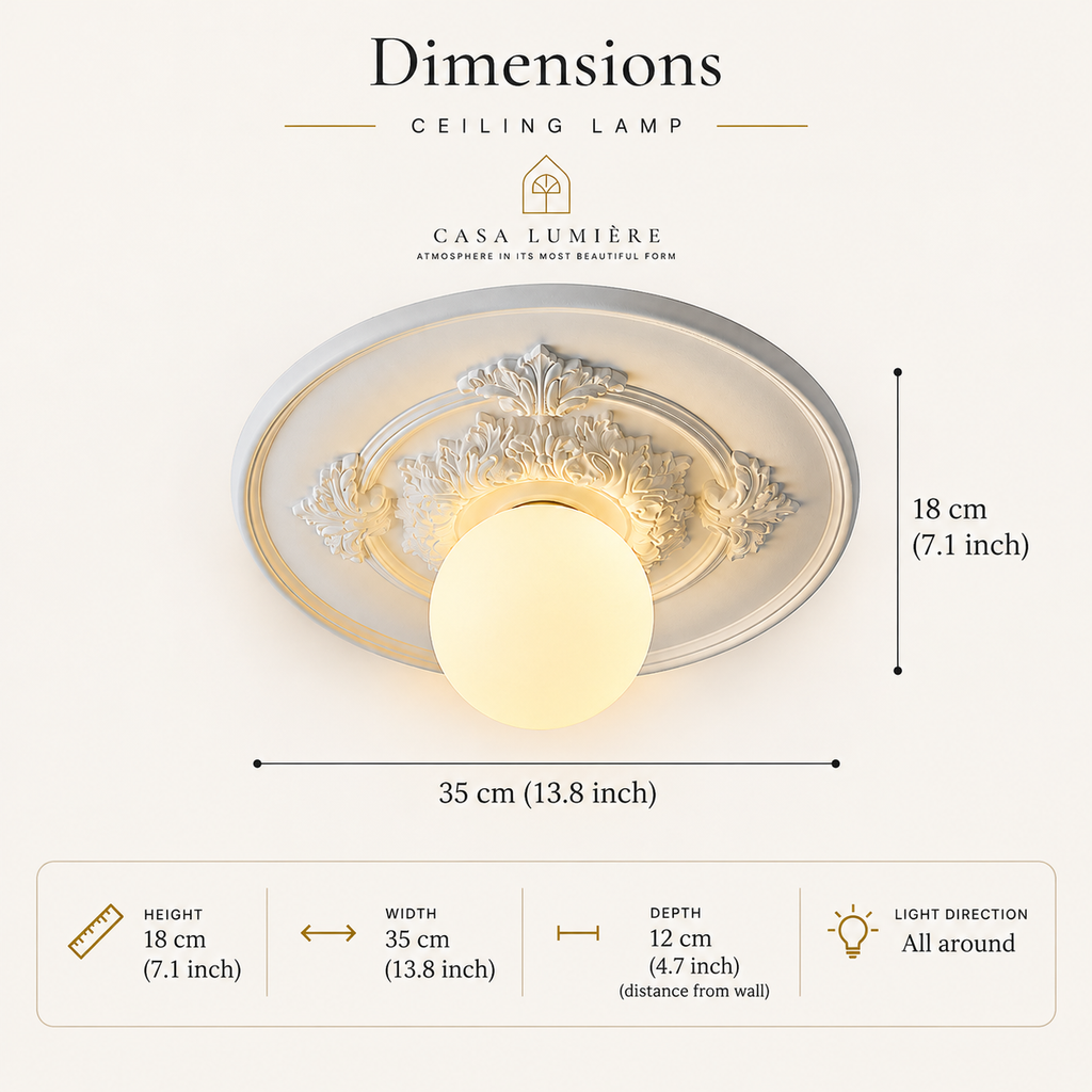Classic Relief Ceiling Light with Frosted Globe – view 16 | BROKLEN
