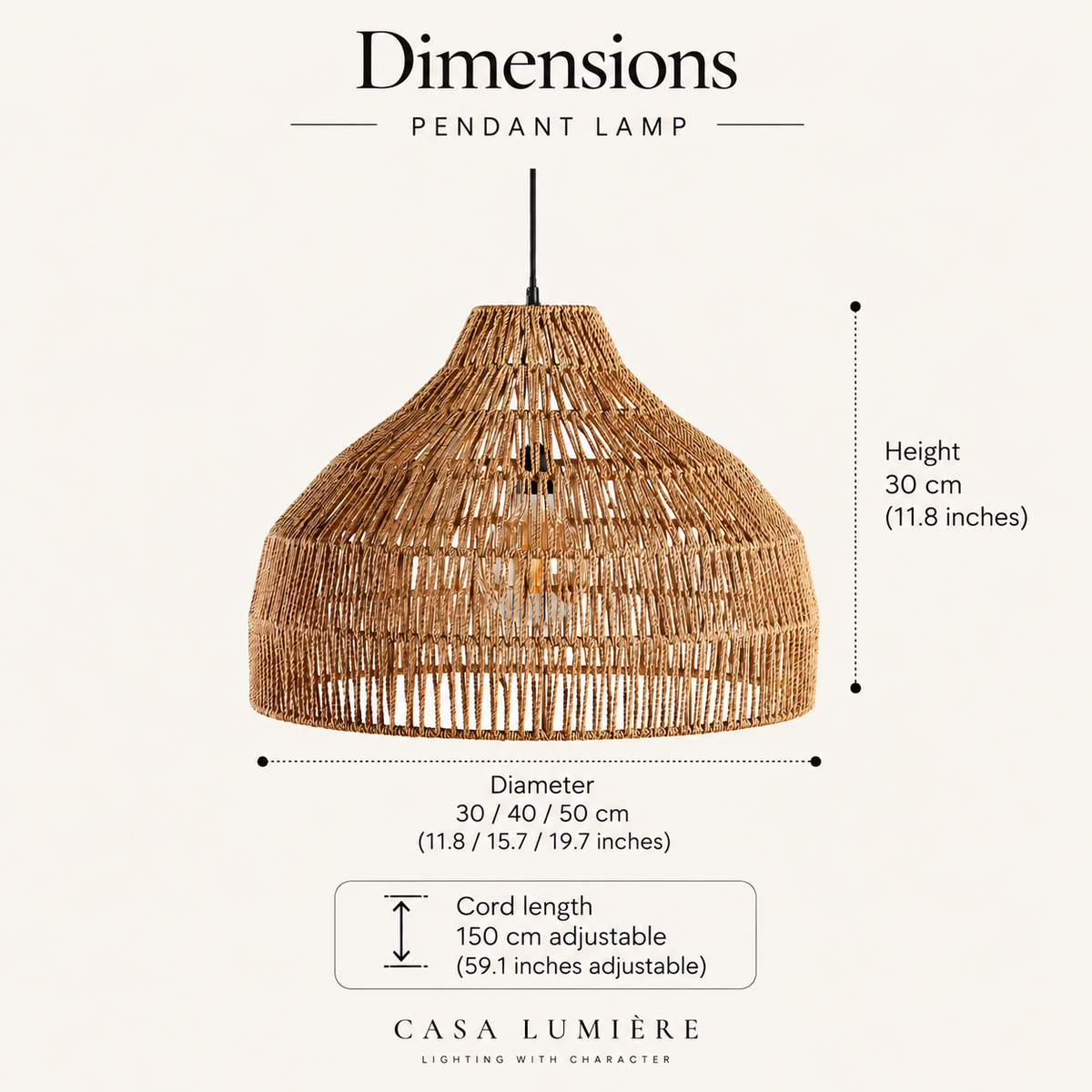 Boho Rattan Pendant Light – view 9 | BROKLEN