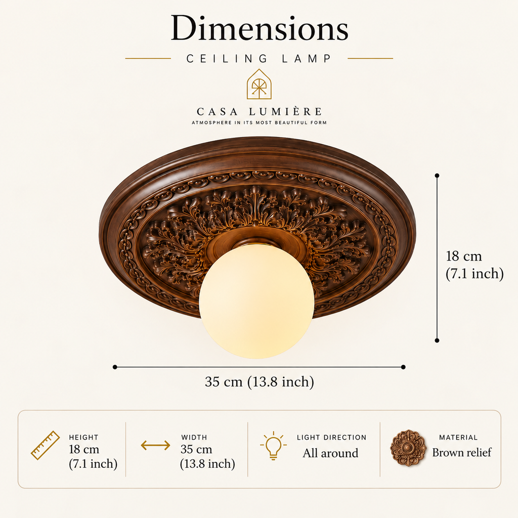 Classic Relief Ceiling Light with Frosted Globe – view 17 | BROKLEN
