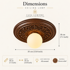 Classic Relief Ceiling Light with Frosted Globe – view 17 | BROKLEN