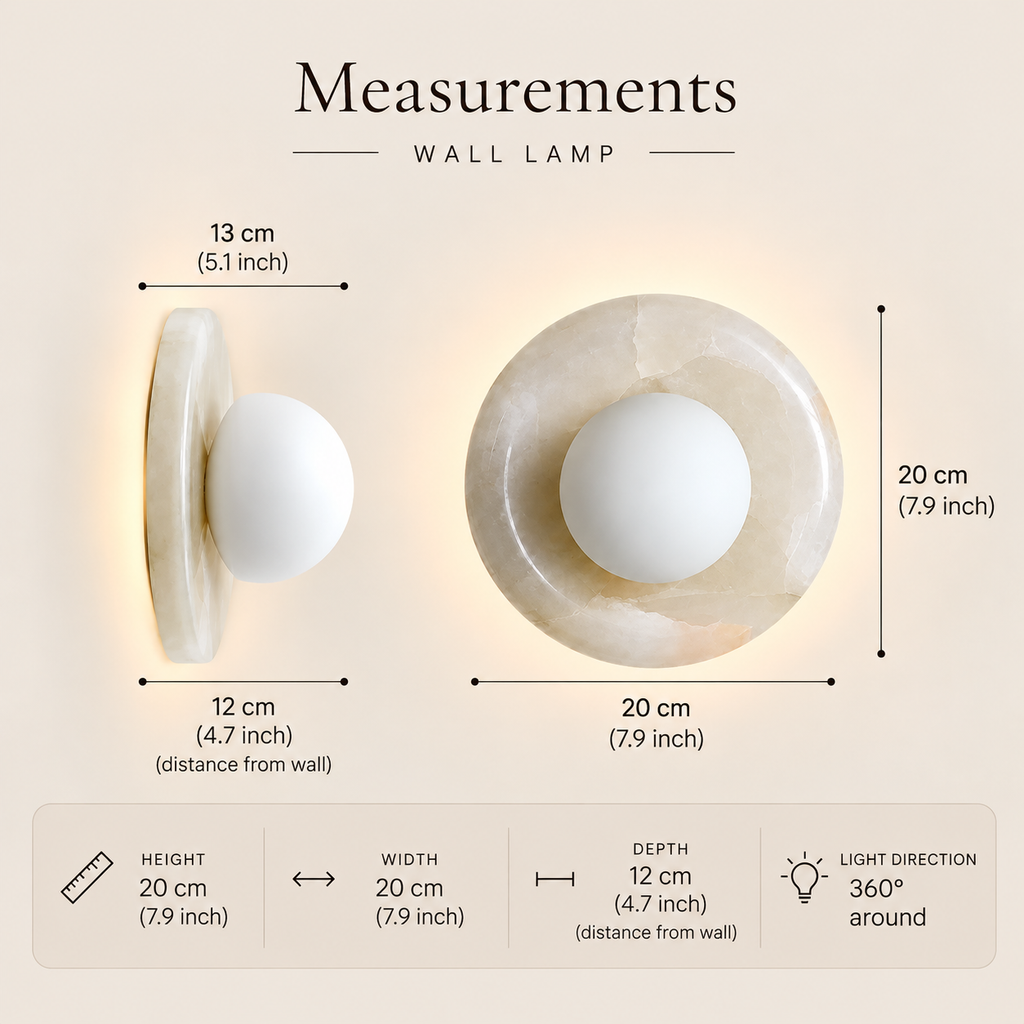 Round Marble Wall Light with Frosted Glass – view 14 | BROKLEN