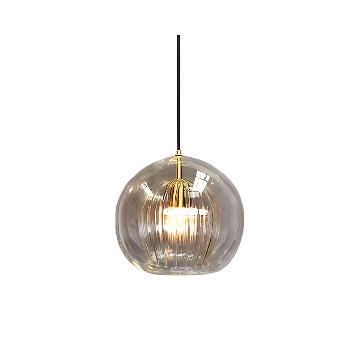 Ribbed Glass Globe Pendant Light – view 12 | BROKLEN