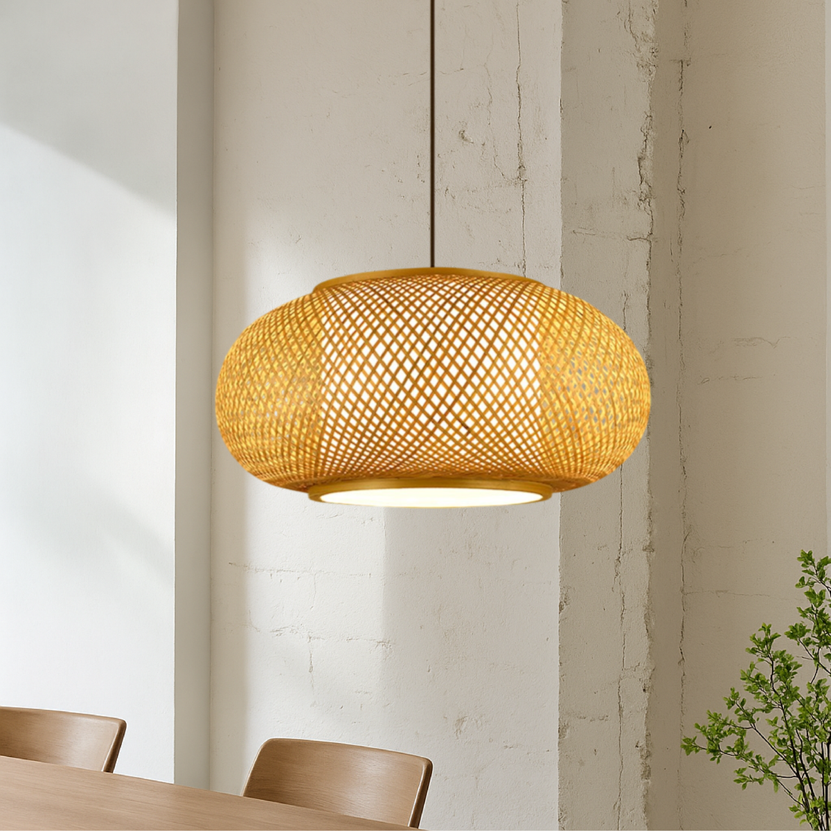 Japandi Woven Bamboo Pendant Light – view 9 | BROKLEN