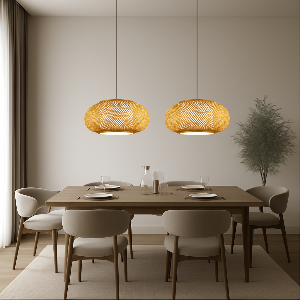 Japandi Woven Bamboo Pendant Light – view 8 | BROKLEN