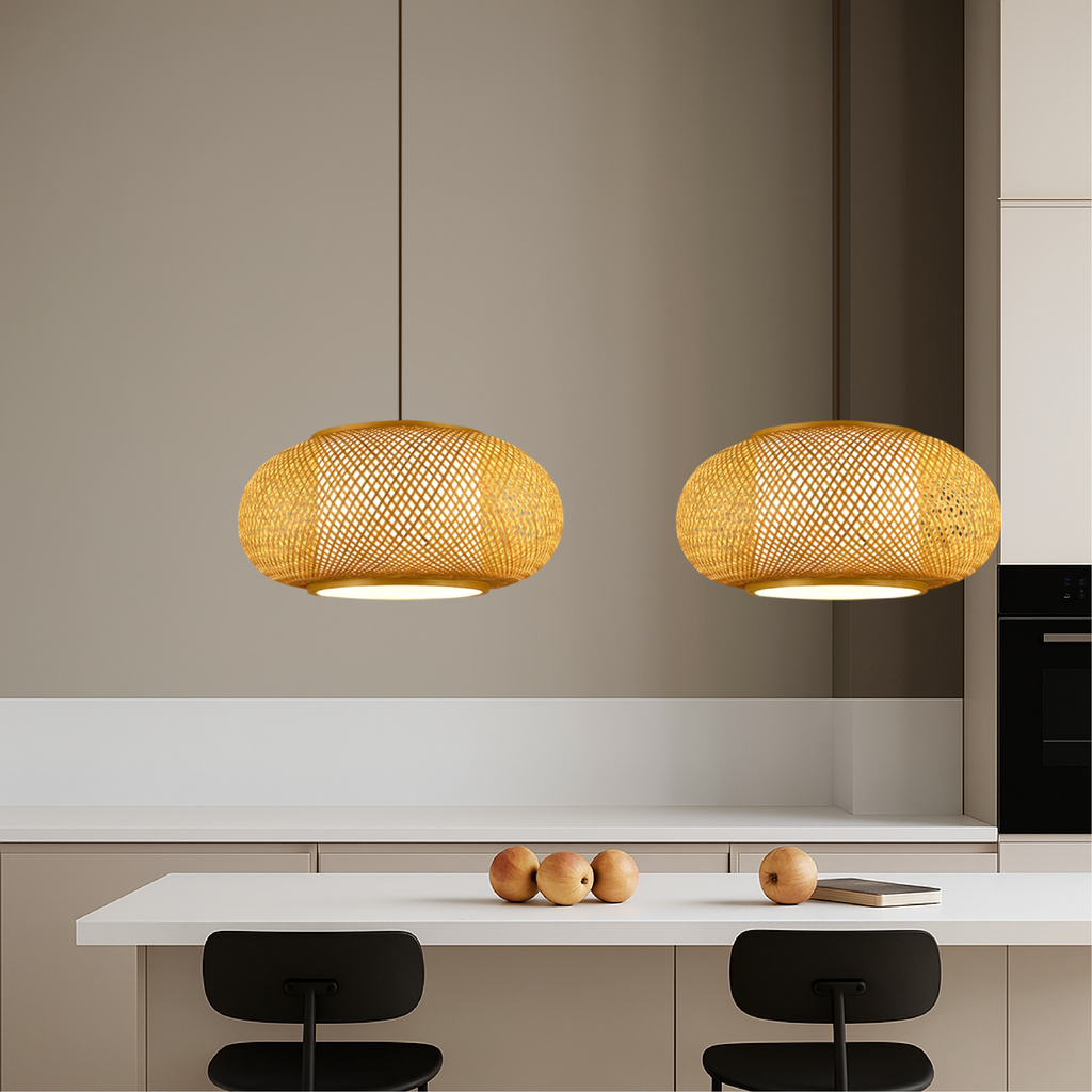 Japandi Woven Bamboo Pendant Light – view 10 | BROKLEN