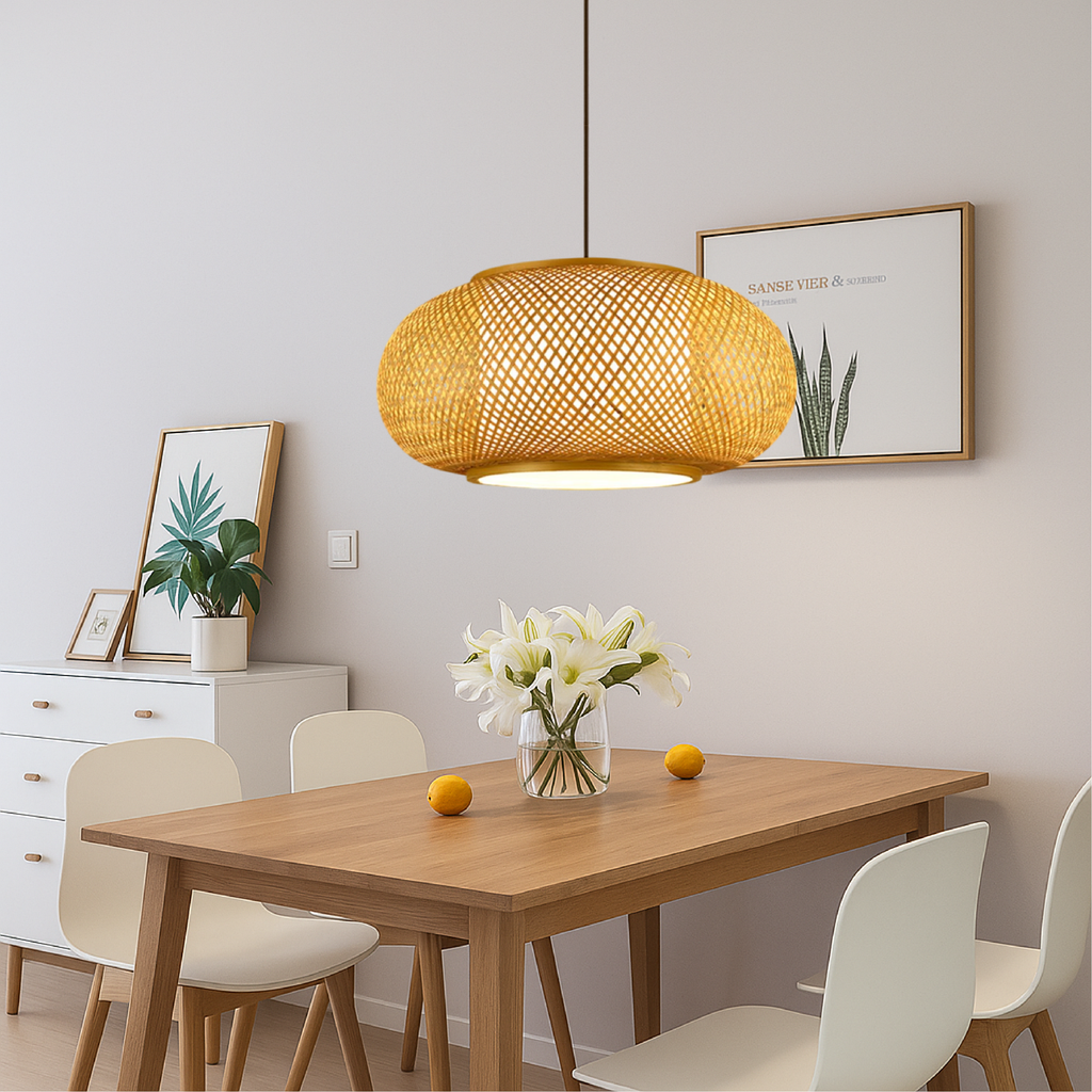 Japandi Woven Bamboo Pendant Light – view 5 | BROKLEN