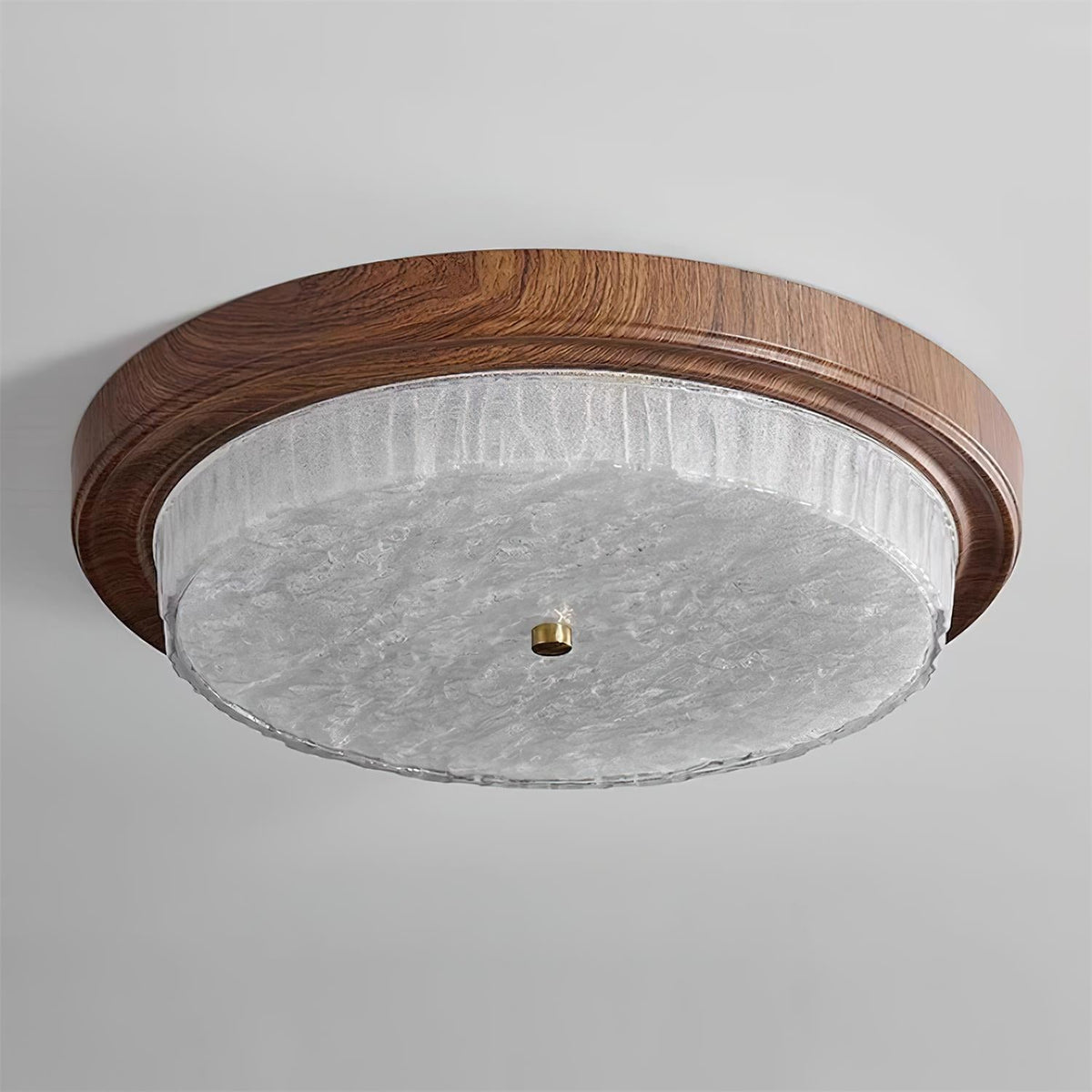 Retro Glass LED Ceiling Light – Wood-Effect Rim – view 9 | BROKLEN