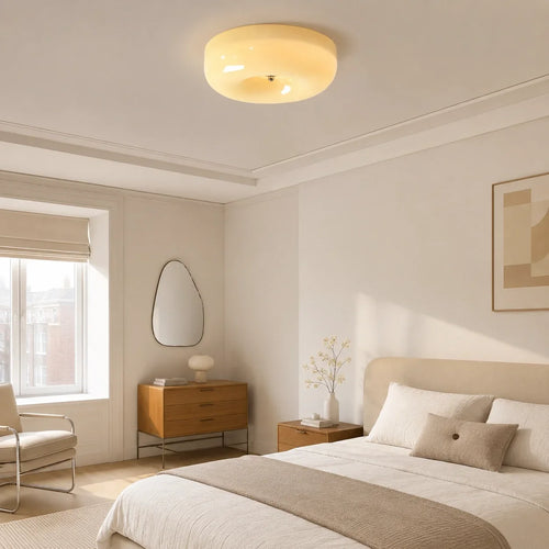 Bauhaus Milk Glass Flush Mount Ceiling Light – view 2 | BROKLEN