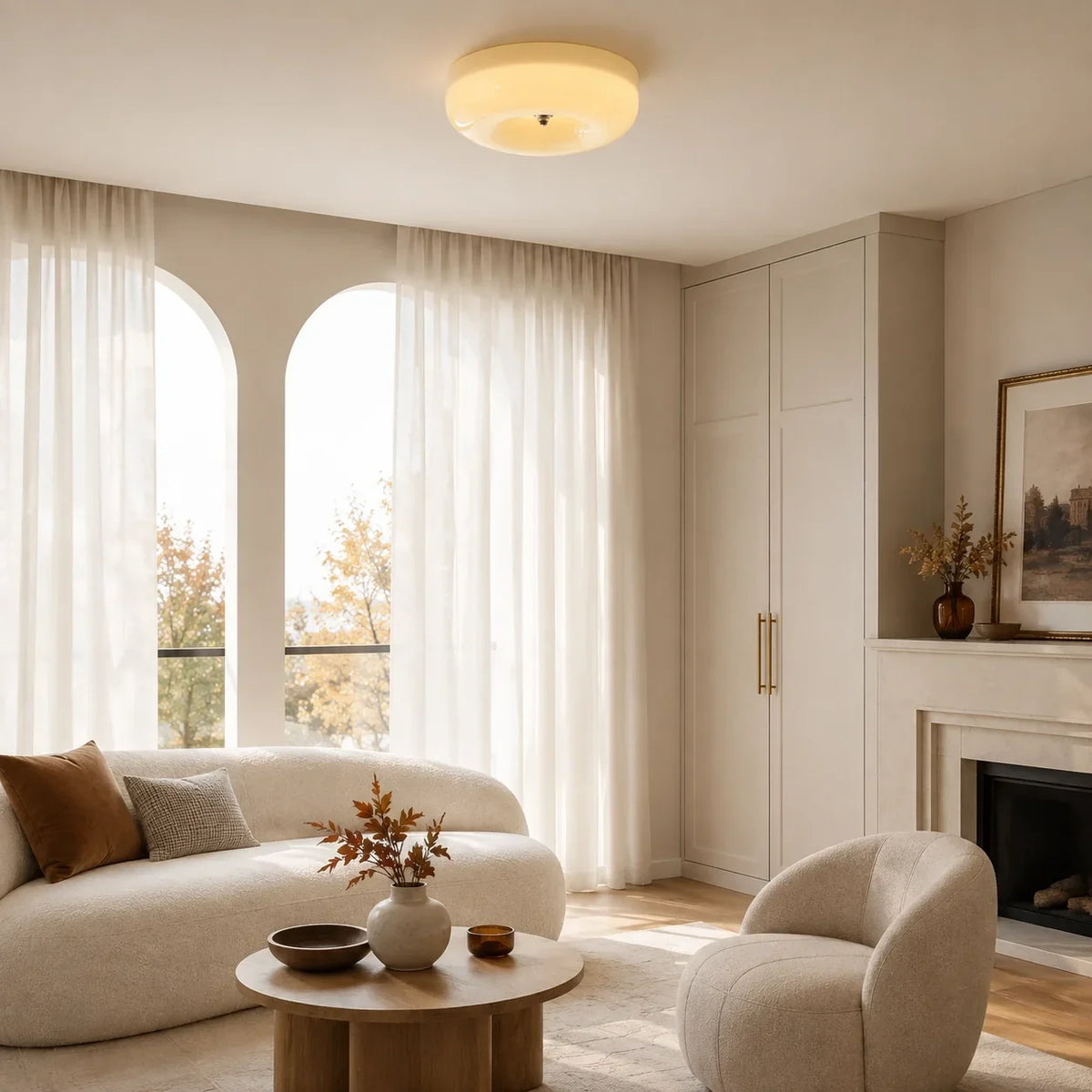 Bauhaus Milk Glass Flush Mount Ceiling Light – view 11 | BROKLEN