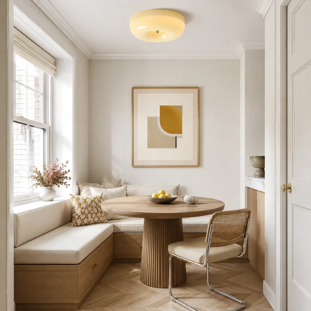 Bauhaus Milk Glass Flush Mount Ceiling Light – view 7 | BROKLEN
