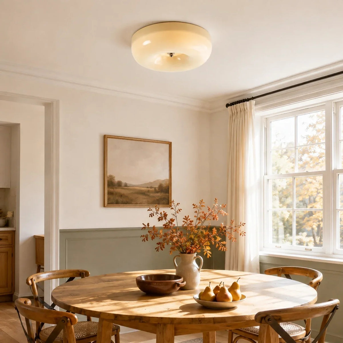 Bauhaus Milk Glass Flush Mount Ceiling Light – view 6 | BROKLEN
