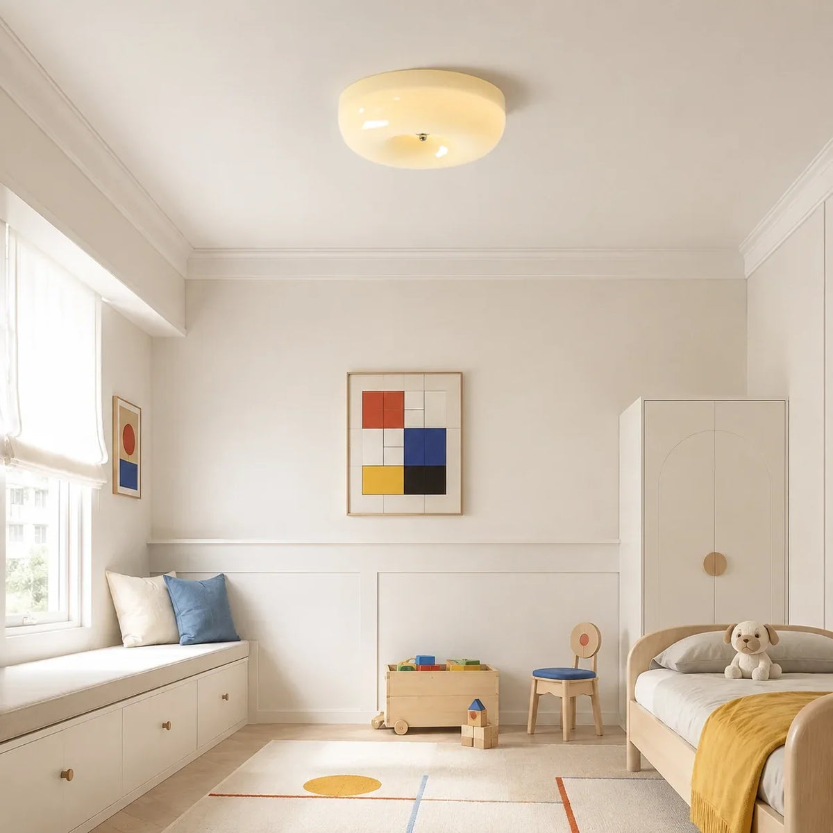 Bauhaus Milk Glass Flush Mount Ceiling Light – view 3 | BROKLEN