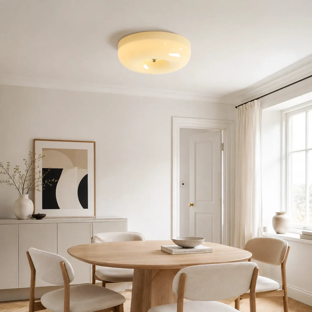 Bauhaus Milk Glass Flush Mount Ceiling Light – view 5 | BROKLEN