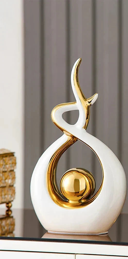 Abstract Ceramic Spiral Sculpture with Gold Detail – view 16 | BROKLEN