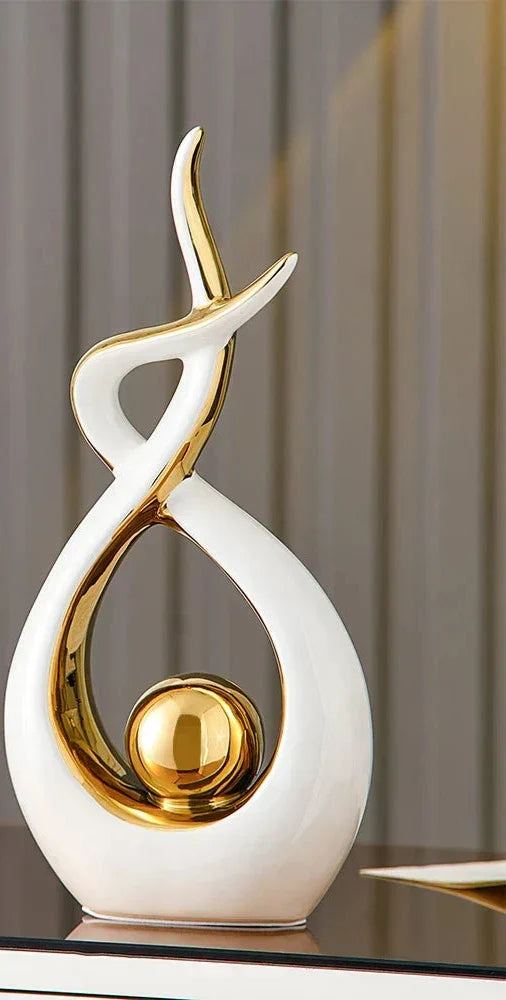 Abstract Ceramic Spiral Sculpture with Gold Detail – view 17 | BROKLEN