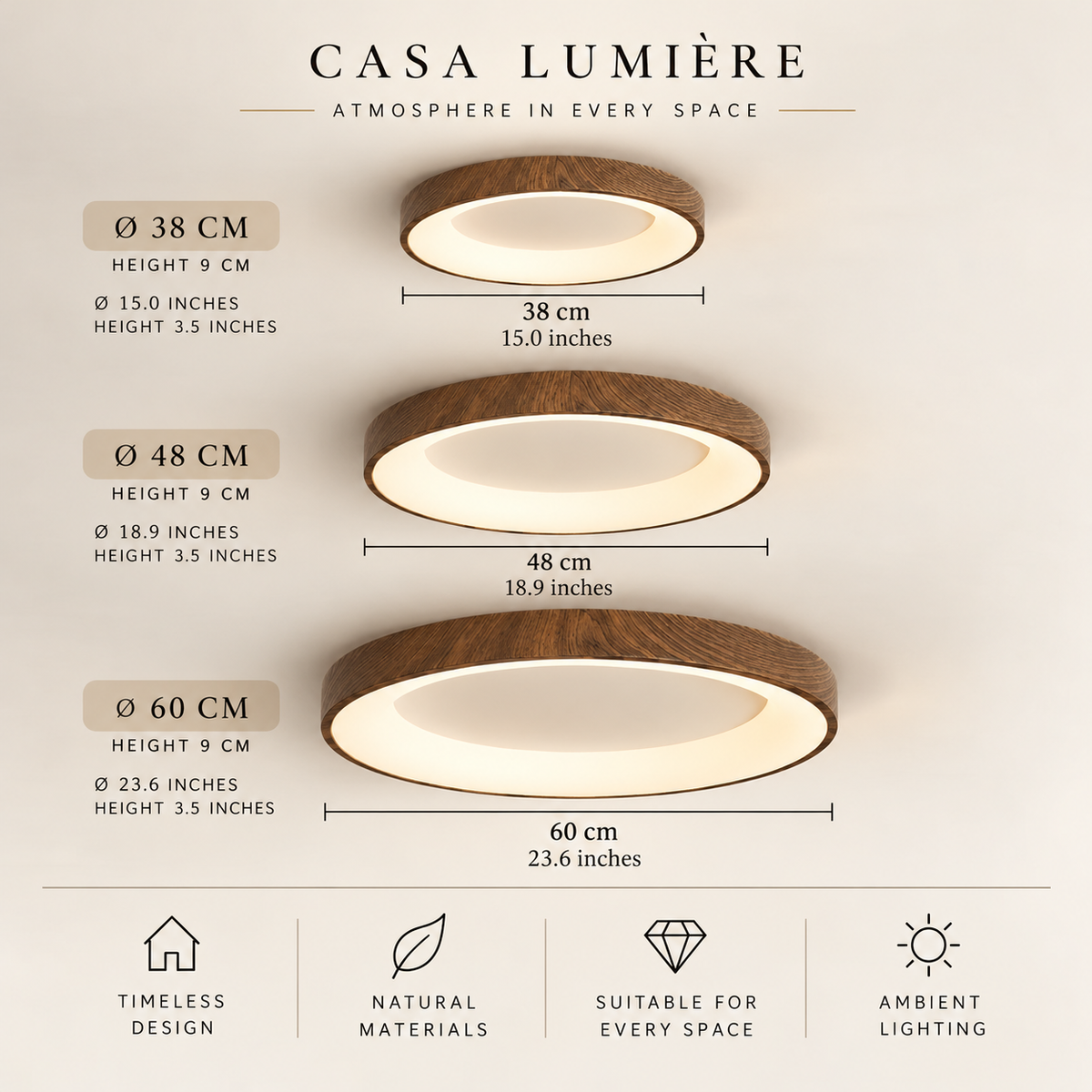 Round Wood-Grain LED Ceiling Light – view 8 | BROKLEN
