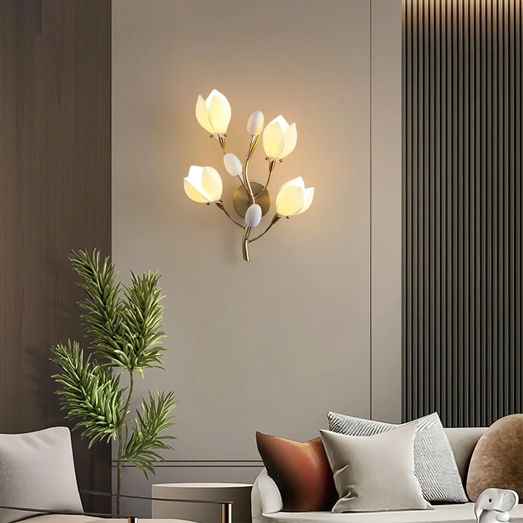 Handcrafted Ceramic Flower Wall Lamp – view 3 | BROKLEN