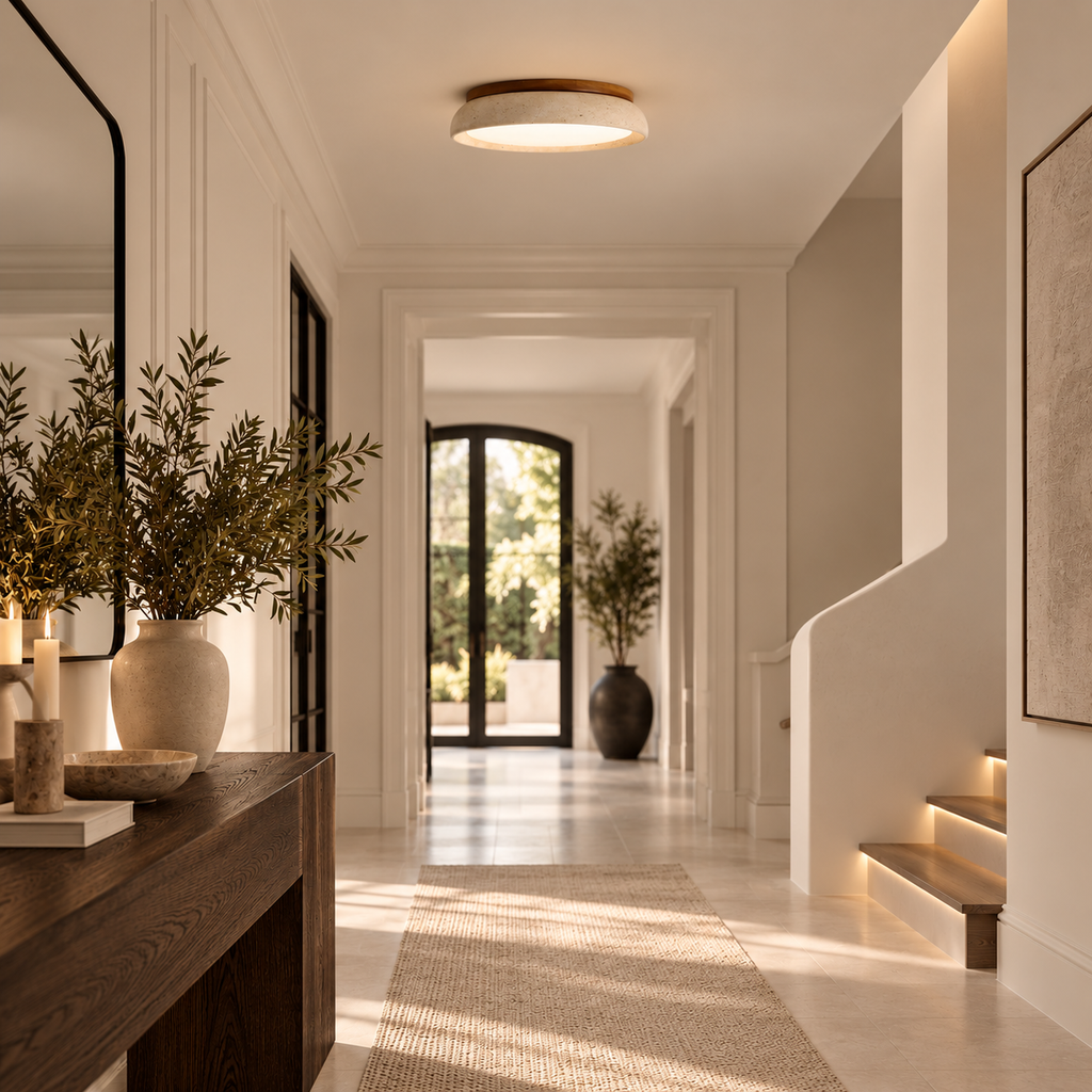 Travertine LED Ceiling Light – Japandi – view 2 | BROKLEN