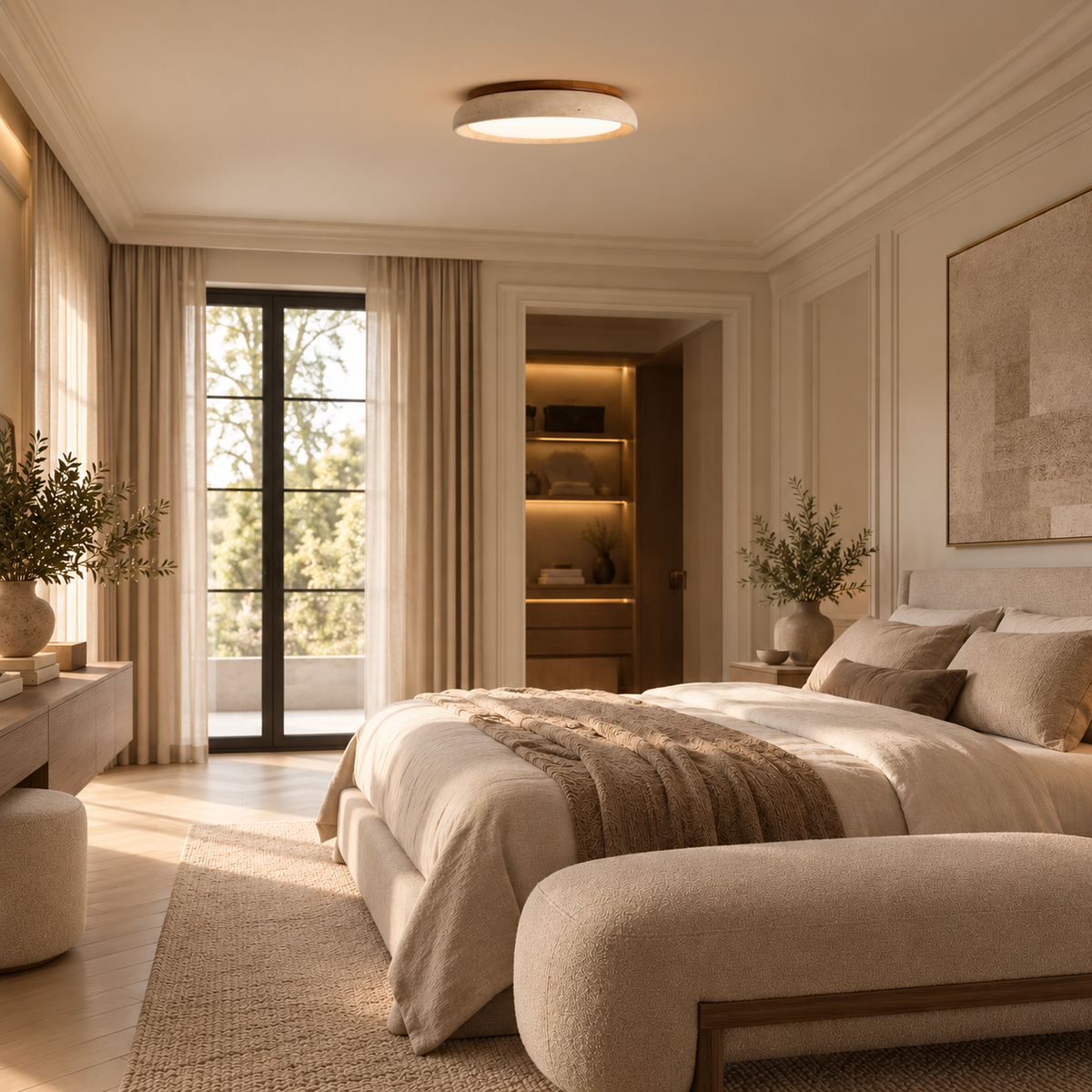 Travertine LED Ceiling Light – Japandi – view 5 | BROKLEN