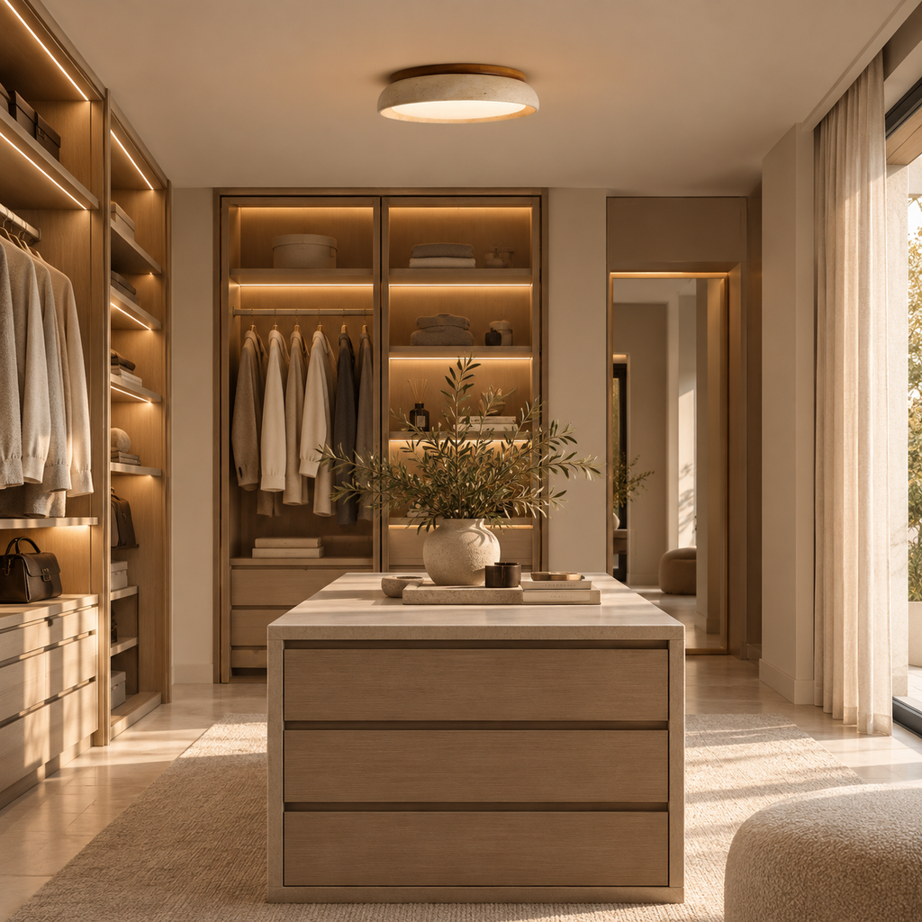 Travertine LED Ceiling Light – Japandi – view 6 | BROKLEN