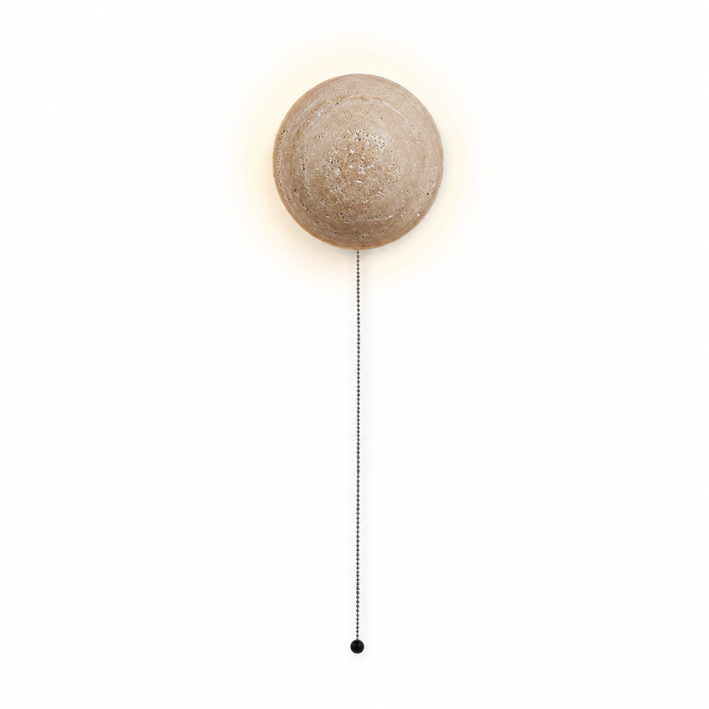 Round Travertine Wall Light – view 2 | BROKLEN