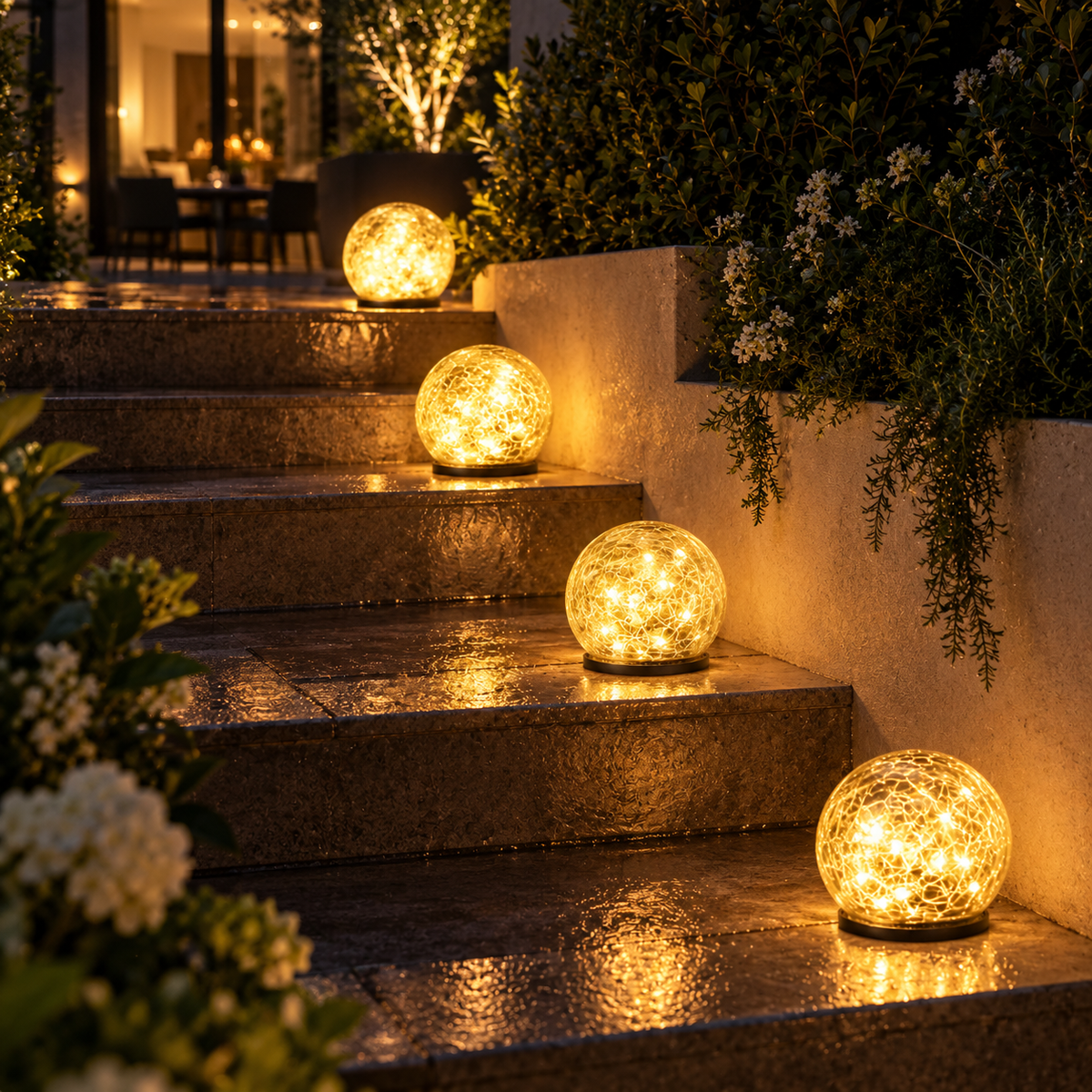 Solar Crackle Glass Globe Garden Light – view 3 | BROKLEN