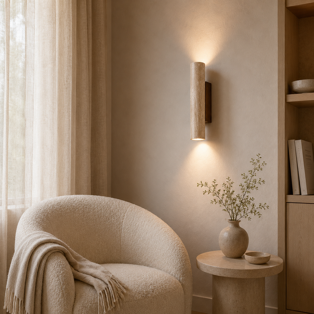 Travertine Up & Down Wall Light – Japandi – view 6 | BROKLEN