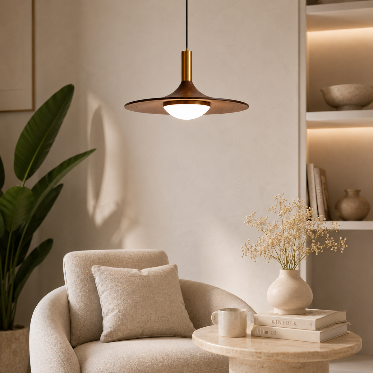 Nordic Walnut-Effect Pendant Light – view 5 | BROKLEN