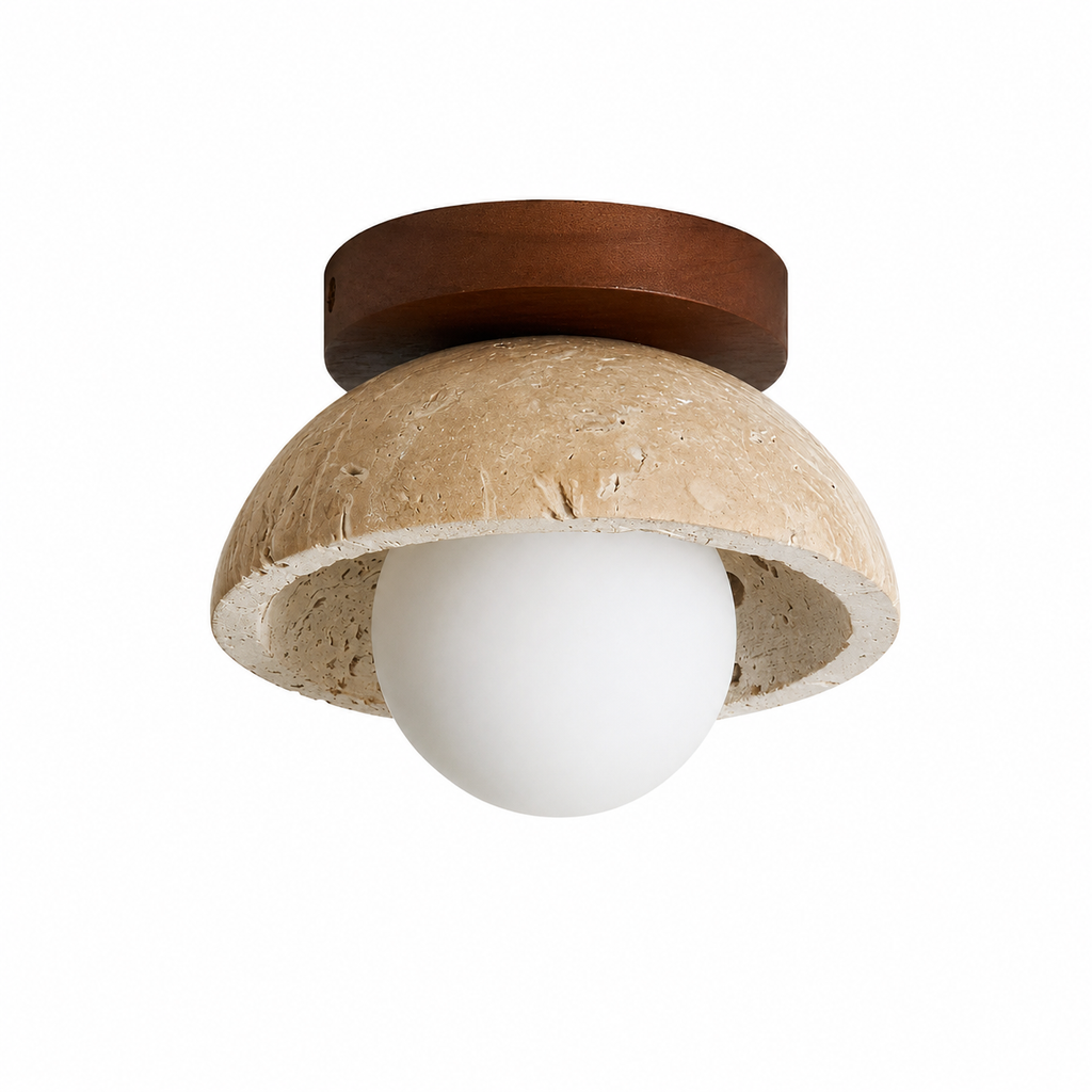 Travertine Ceiling Spotlight with Glass Globe – E27 – view 2 | BROKLEN