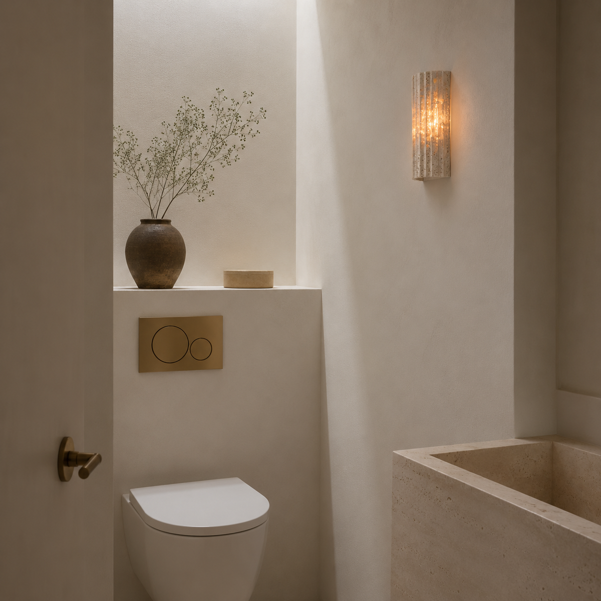 Travertine-Effect Wall Light – Indoor & Outdoor IP65 – view 2 | BROKLEN