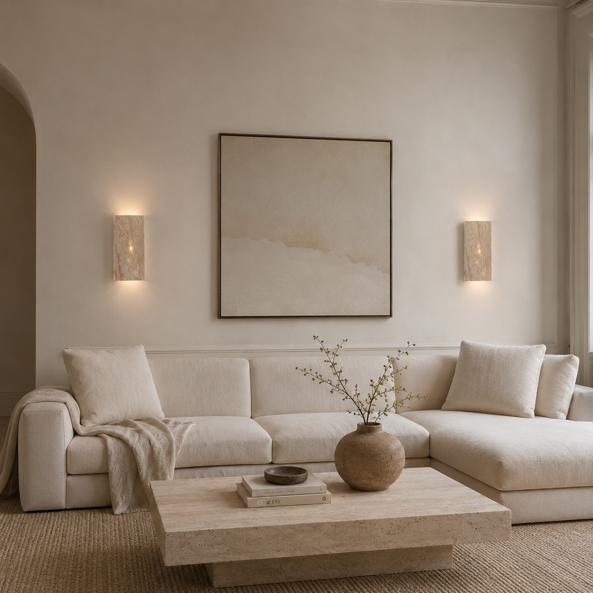 Japandi Travertine Up & Down Wall Light – Indoor & Outdoor – view 4 | BROKLEN