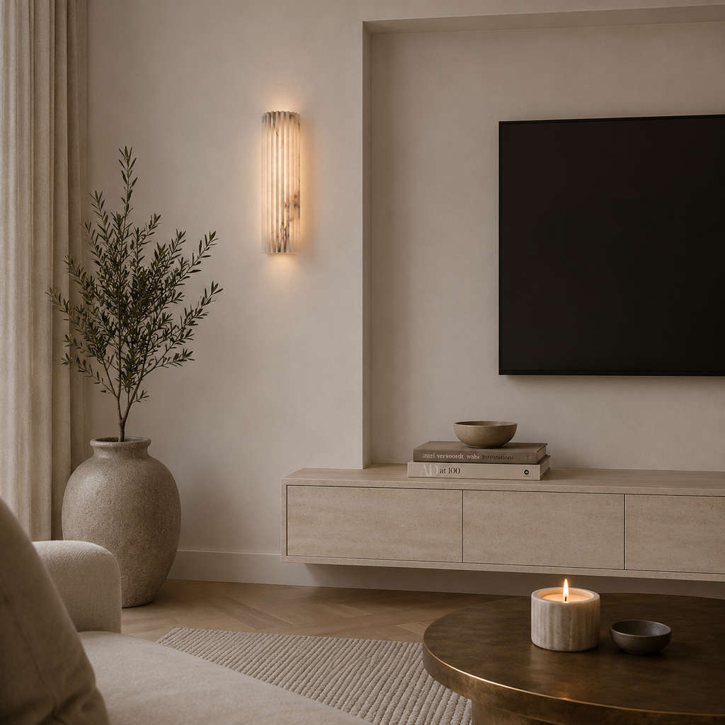 Ribbed Alabaster Wall Light – view 3 | BROKLEN