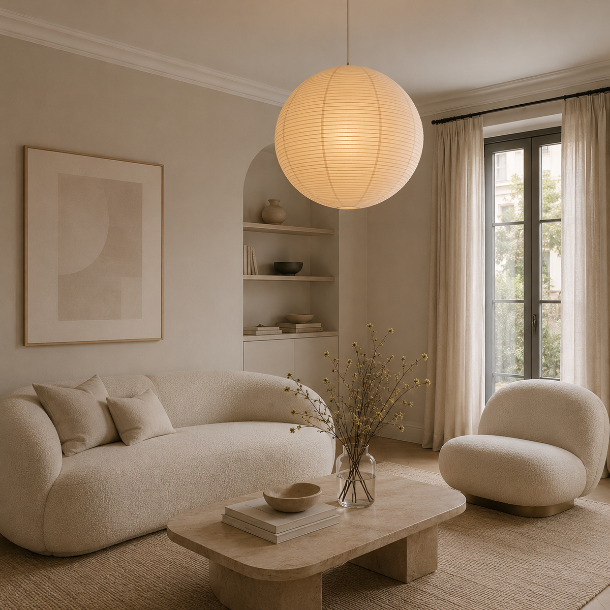 Japandi Rice Paper Pendant Light – view 6 | BROKLEN