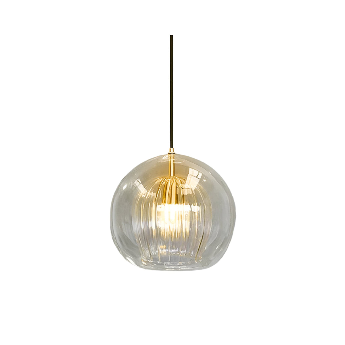 Ribbed Glass Globe Pendant Light – view 11 | BROKLEN