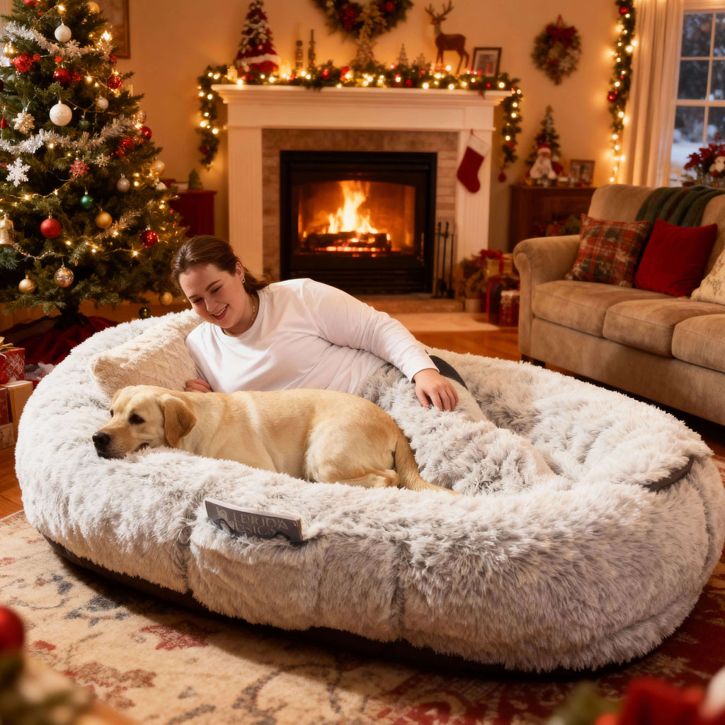 Large Dog Bed – Plush Faux Fur with Storage Pocket & Blanket Set | BROKLEN - view 4