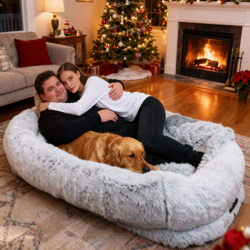 Large Dog Bed – Plush Faux Fur with Storage Pocket & Blanket Set | BROKLEN - view 7