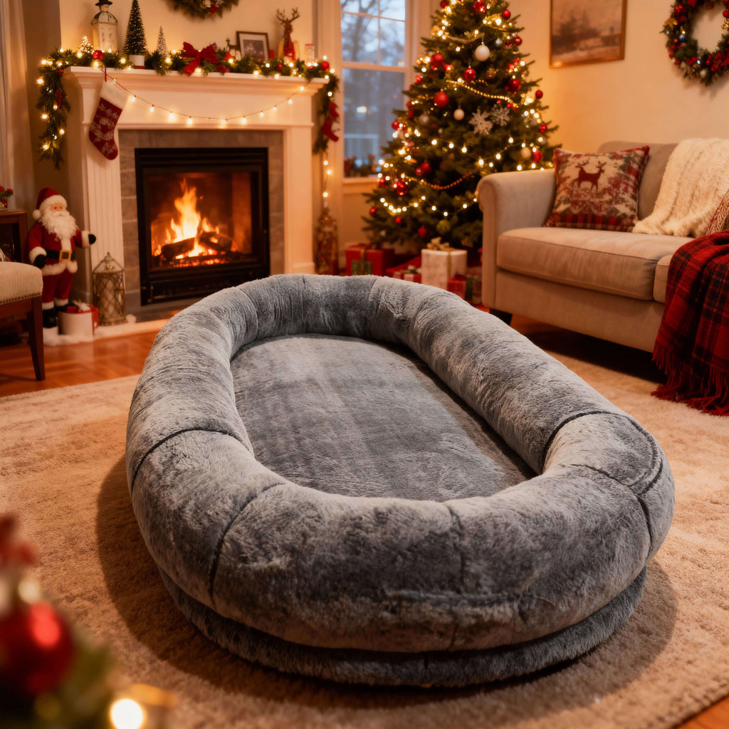Large Dog Bed – Plush Faux Fur with Storage Pocket & Blanket Set | BROKLEN - view 9