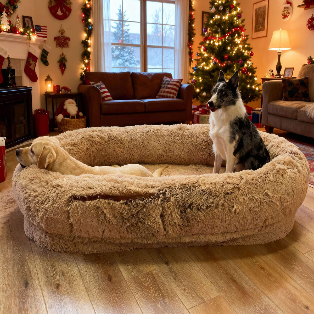 Large Dog Bed – Plush Faux Fur with Storage Pocket & Blanket Set | BROKLEN - view 11