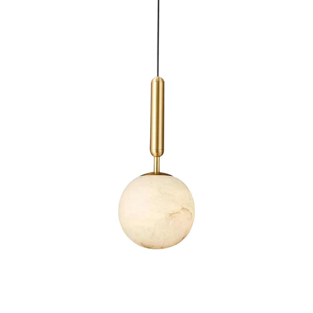 Alabaster Globe Pendant Light with Brass Fitting – view 6 | BROKLEN