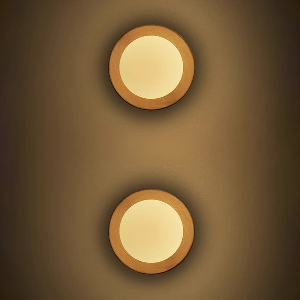 Round Wooden Wall Light with Frosted Glass Globe – view 6 | BROKLEN