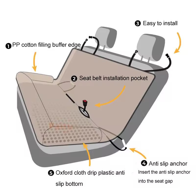 Dog Car Bed & Seat Cover | 2-in-1 | Anti-Slip | Waterproof | Machine Washable | 92x127cm | BROKLEN - view 6