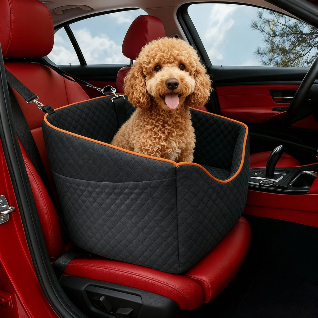 Elevated Dog Booster Car Seat – Safety Belt Attachment & Quilted Interior | BROKLEN
