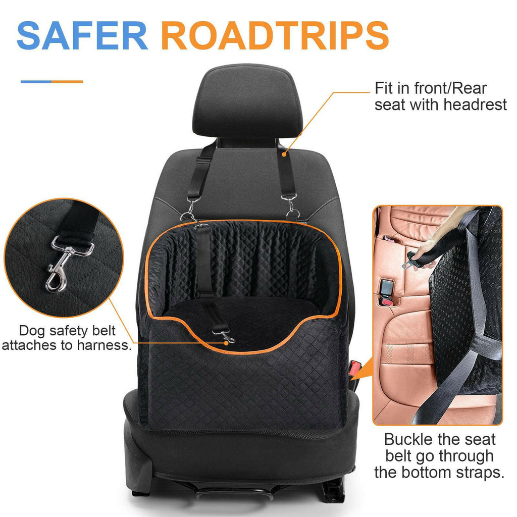 Elevated Dog Booster Car Seat – Safety Belt Attachment & Quilted Interior | BROKLEN - view 6