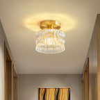 Vintage Clear Glass Ceiling Light with Brass Details – view 2 | BROKLEN